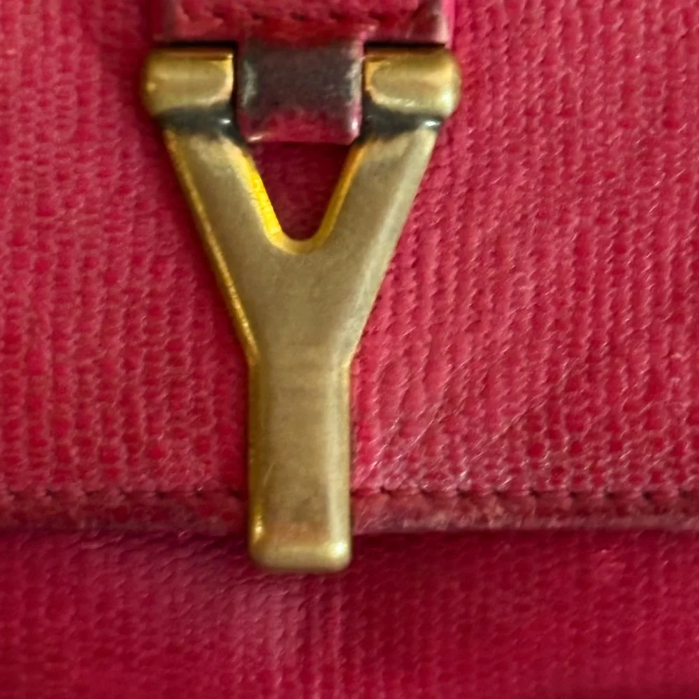 Yves Saint Laurent Red Leather Y-Logo Continental Wallet - Picture 6 of 10